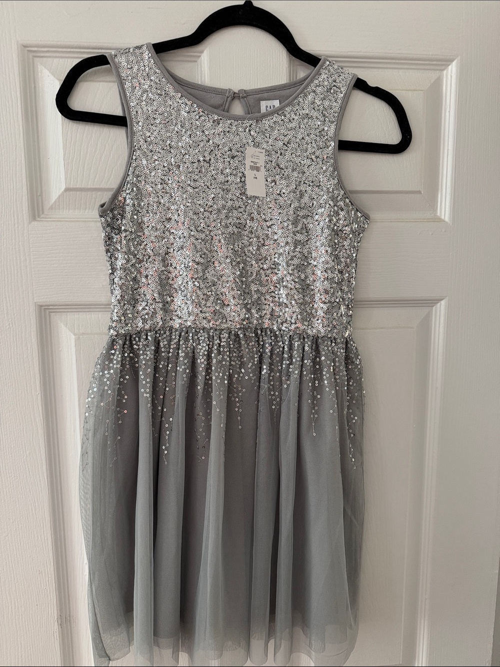 GAP Silver Sequin Tulle Party Dress